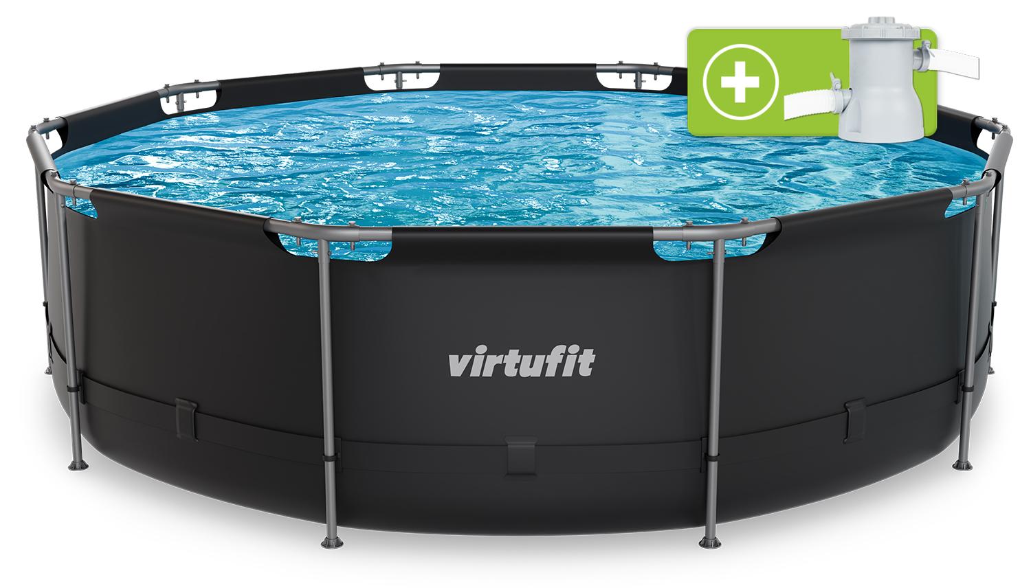 VirtuFit Rundpool Ø 366 x 100 cm Anthrazit inkl. Filterpumpe
