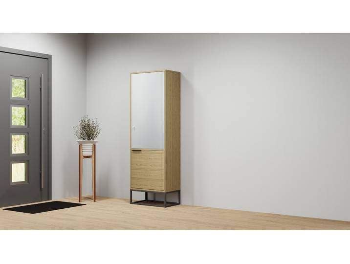 Massivholzschrank als Vitrine Eiche Kaffee geölt