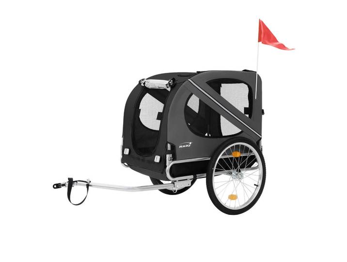 Hauki Fahrrad-Hundeanhänger, Schwarz, Metall, 72x123x130 cm, Freizeit & Co, Sport & Fitness, Fahrradanhänger