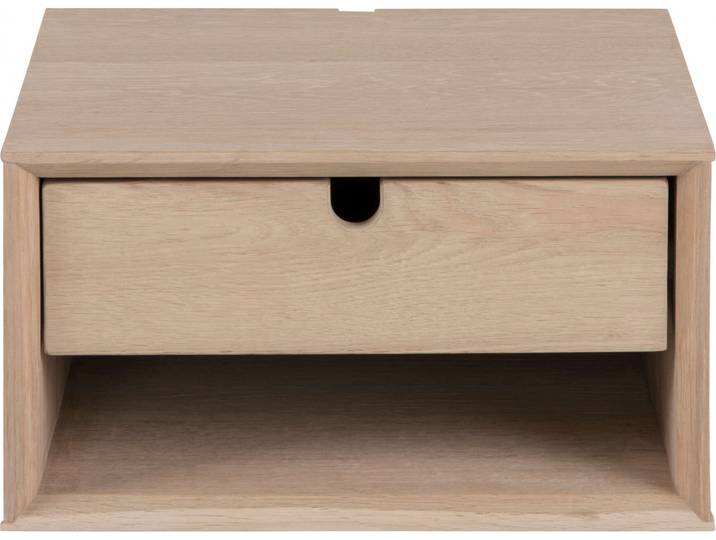 Nachttisch ACTONA GROUP Century Nachtkommode , beige (natur), B:37cm H:21cm T:32cm, Tische, Nachttisch, Nachtschrank, Eiche Furnier, Schublade, Wandbefestigung