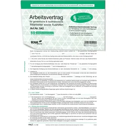 Rnk, Formular, Verlag Vordruck Arbeitsvertrag gewerblich/kaufm„nnisch