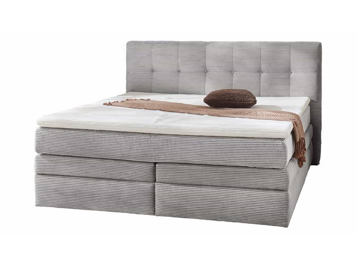 Boxspringbett Cord hellgrau 180 x 200 cm mit Bettkasten - AMY