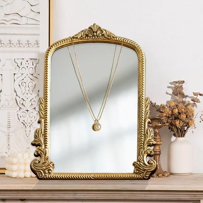 Fusion Finds Vintage Baroque Wall Mirror Gold Arched Ornate Vanity Mirror For Bedroom & Living Room Vintage Baroque Wall Mirror Gold Arched Ornate Vanity Mirror For Bedroom & Living Room