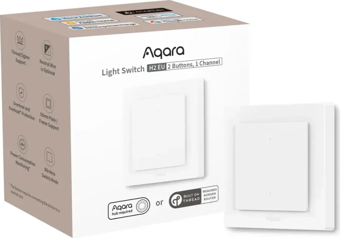 AQARA Light Switch H2 EU (2 Buttons, 1 Channel) (WS-K07D)