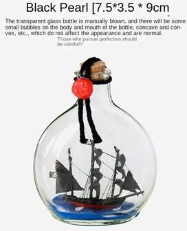 Uplift Picks Pirate Ship In A Bottle Nautical Glass Decor Mini Ship Ornament 7.5 Cm