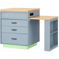 STILVORA Ausziehbarer Esstisch MDF Blau 125,5-187,5x71x93 cm mit LED und Stauraum