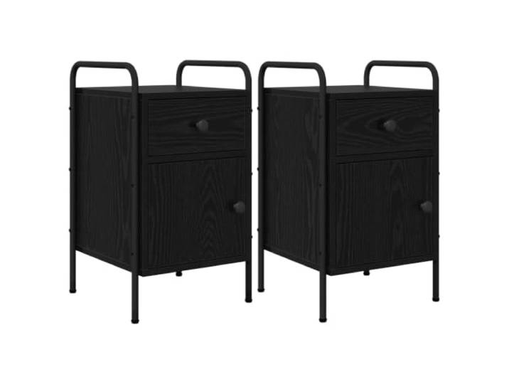 HFXHIJXQ Nachttisch 2er Set Beistelltisch Schwarze Eiche 35x36,5x61 cm Stabiles 2er-Set mit Schublade und flexiblem Schrankfach für Schlafzimmer und Wohnraum. Höhenverstellbare Füße.