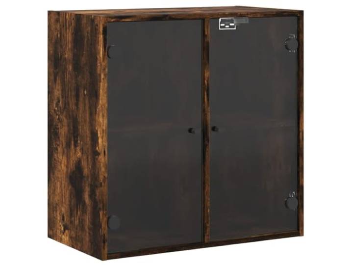 YUTAASU Wandschrank Mit Glastüren Räuchereiche 68x37x68,5 cm