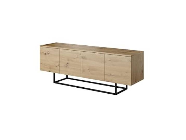 PAWS MEBLE Asgard RTV 150 4D Eiche Artisan Stehend – TV-Lowboard 150 cm – Modernes Loft-Design – Push-to-Open – Metallfüße – 4 Türen mit Regalen