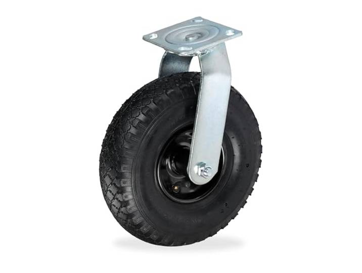 Relaxdays Roue pivotante\, 3.00-4\, pneumatique\, Plaque en Acier\, Roulette Charge Lourde\, jusqu'à 120 kg\, Choix de Couleur