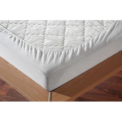 Spannbettlaken KUM "Matratzenschutz", weiß, B:100cm L:200cm, Polycotton, Obermaterial: 52% Polyester, 48% Baumwolle, Bettlaken, Spannbettlaken, bis ca. 30 cm Matratzenhöhe