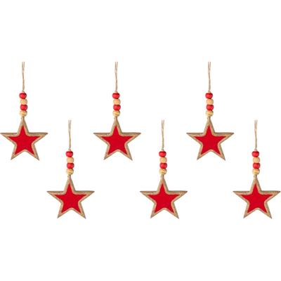 Dekostern CREATIV DECO "Weihnachtsstern, Weihnachtsdeko rot, Christbaumschmuck", rot, B:10cm H:10cm T:0,5cm, Holzwerkstoff, Dekosterne, mit Metallic-Kante