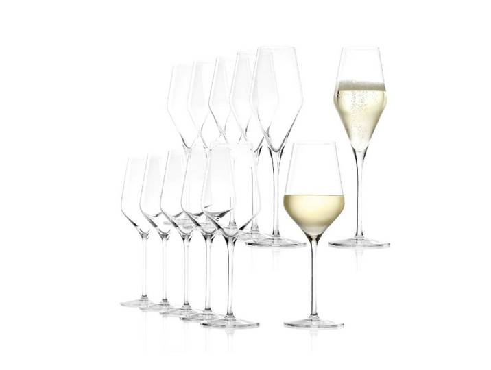 Stölzle Weinglas Stölzle Lausitz Quatrophil Weißweinkelch/Champagnerkelch Set 12 tlg., Kristallglas