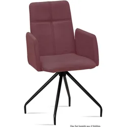 ARMLEHNSTUHL (4er-Set) Devaki 52x92x60 Schwarz/Marsala