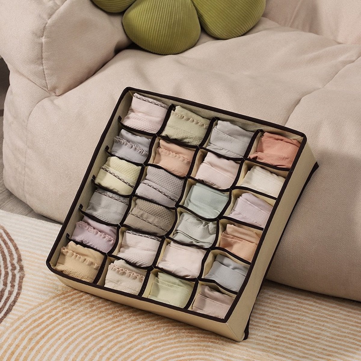Opvouwbare textiele opbergbox voor volwassenen - Solid - Koffiebruin