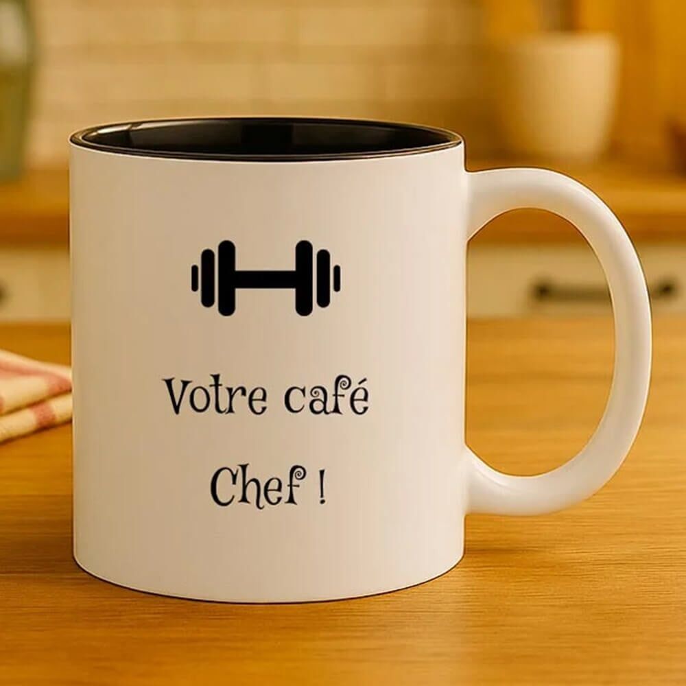 Ocadeau Mug texte gravé blanc et noir