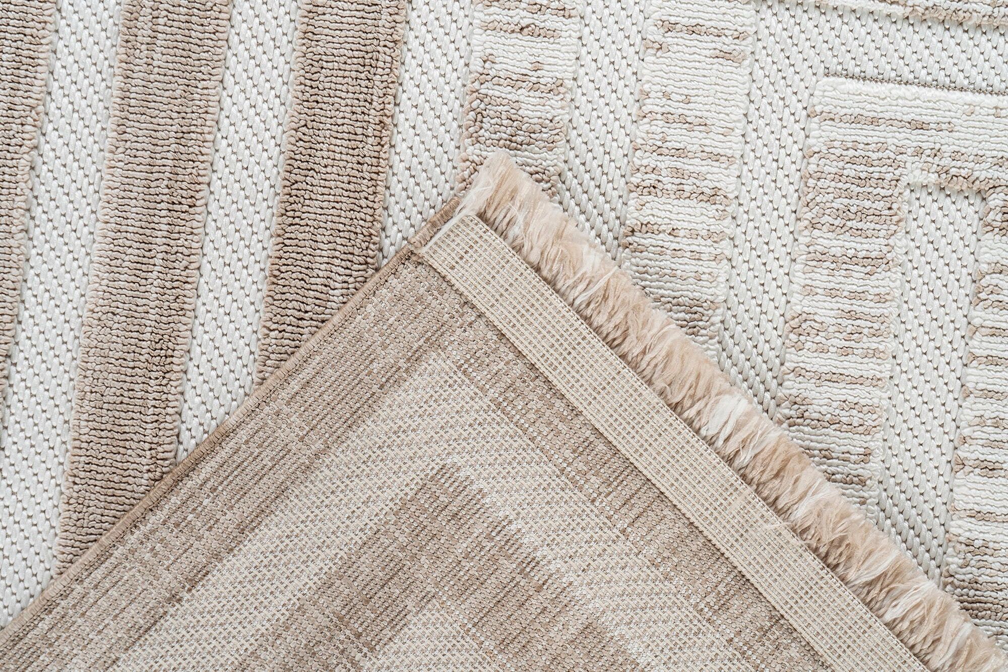 Teppich KAYOOM "Sarai 125", braun (braun, beige), B:80cm H:6mm L:150cm, Polyester, Teppiche, Teppich, Flachgewebe braun, beige B : 80cm 1 Stk., 6mm, L: 150cm