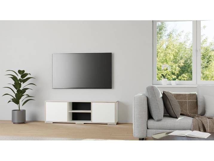 Schlichtes maßgefertigtes Lowboard Premium Dekore Weiß Multiplex Kante