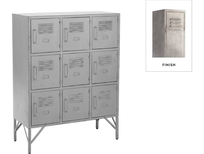 J-Line kast - 9 deuren - metaal - zilver