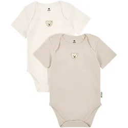 Steiff 2er-Pack Bodys kurzarm Bär, beige | natur, 80