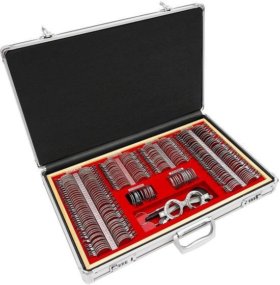 Optometrische Probierbrillen - Aluminiumkoffer mit 266 Gläsern - Silber, Rot