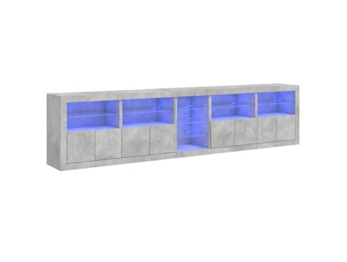 HEFZGDB Sideboard mit LED-Leuchten Betongrau 283x37x67 cm Vitrinenschrank Küche Sideboard Wohnzimmer Vorratsschrank Küche Vitrinenschrank Wohnzimmer für Wohnstube Speisesaal Küche Café