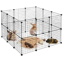 Relaxdays Freilaufgehege Gitter Schwarz