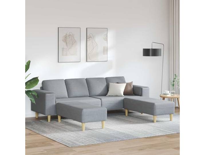 ZQQLVOO Wohnzimmer Couch 3 STK. Hellgrau Polyester Schaumstofffüllung, Braune Beine, Ergonomische Armlehnen, Einfache Montage