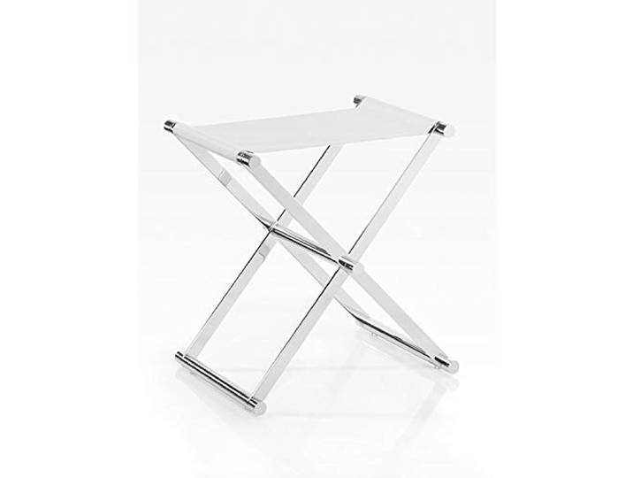 JOOP! BATHLINE, Hocker Chrom u. Lederimitat Weiss geprägt, Weiss u. Chrom