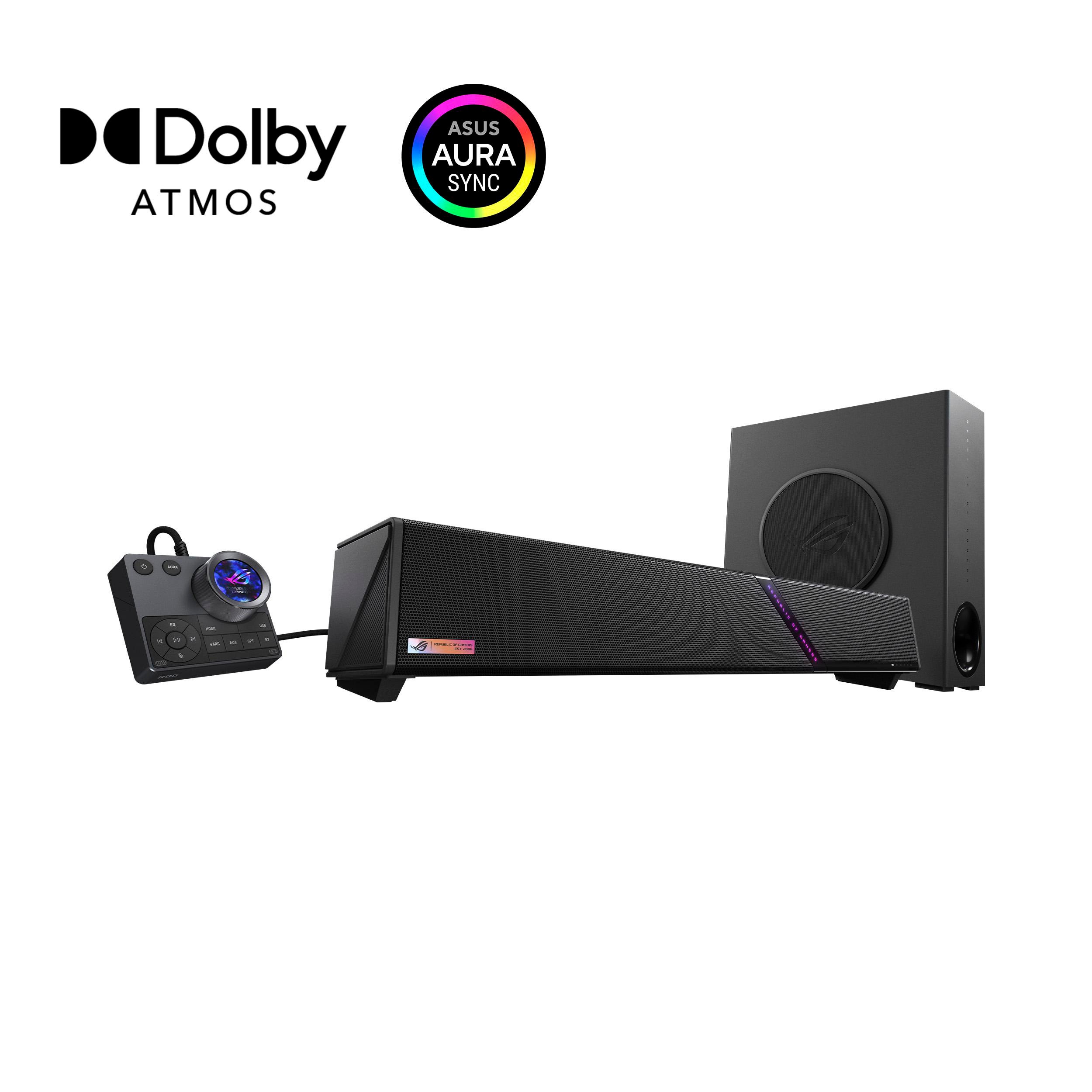ASUS ROG Gjallar Dolby Atmos Gaming Soundbar mit kabellosem Subwoofer – Premium 2.1.2 Surround-Sound für Gamer 90YH0460-BAEA00