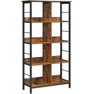 Vasagle Bücherregal LLS105B01, schwarz / vintage braun, aus Metall / Holz, 8 Fächer, 80 x 149 x 33cm