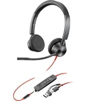 Poly Blackwire 3325 USB-C Stereo-Headset + 3,5 mm-Stecker + USB-C/A-Adapter schwarz
