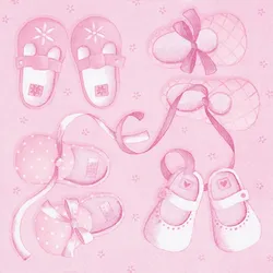 ti-flair 20 Servietten Papier 33x33cm 3-lagig hochwertige Einweg Papierservietten Motivservietten Babyschuhe Motiv Kindergeburtstag Babyparty Rosa