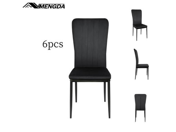 Chaises de cuisine en velours - MENGDA - Lot de 6 - Noir - Design élégant - Ergonomique