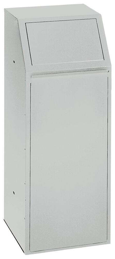 Robuster Wertstoffsammler mit Einwurfklappe selbstschließend | 68 Liter, HxBxT 100x40x40cm | Verzinkter Stahl | Grau