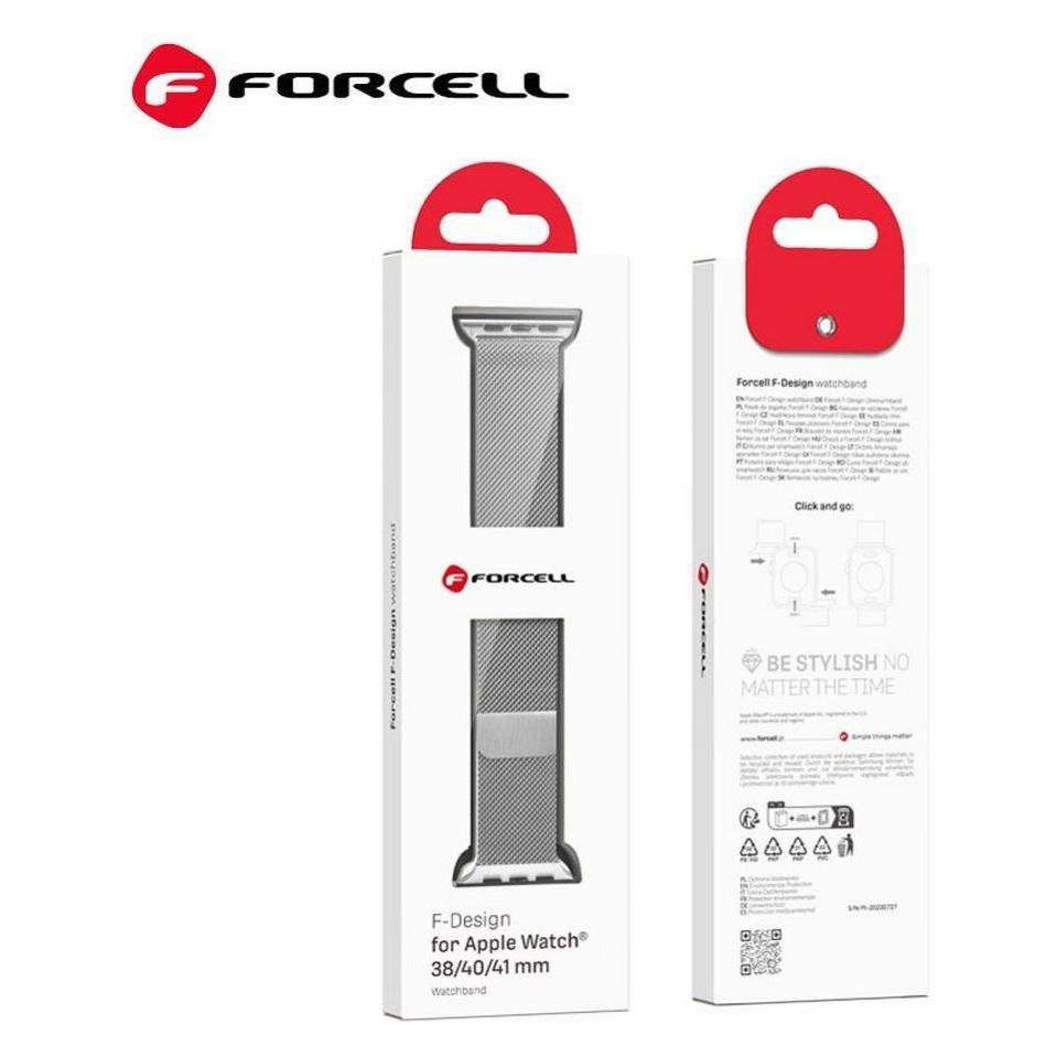 Forcell Armband Armband zur Apple Watch F-Design FA03 magnetischer Stahl 38 / 40 / 41 mm silber (Edelstahl) (48587292)
