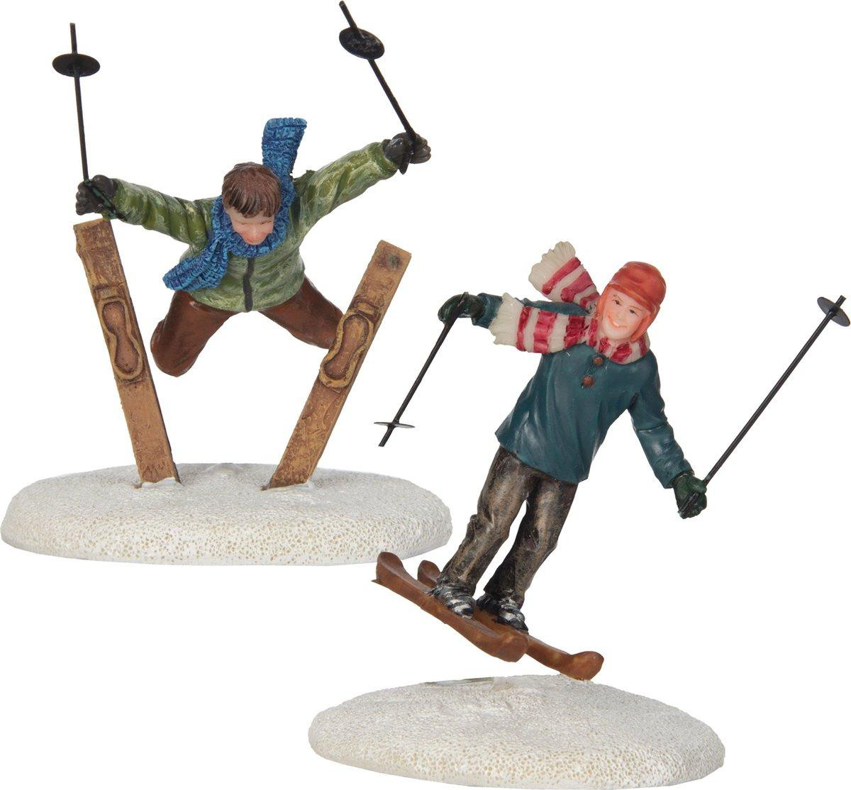 Luville Kerstfiguur Twee Ski Springers 6 x 5 x 10 cm