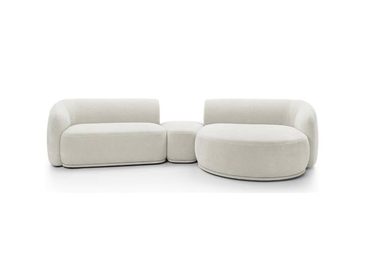 Modulares Ecksofa Bommo L-förmig mit Pouf, rechtsseitig,