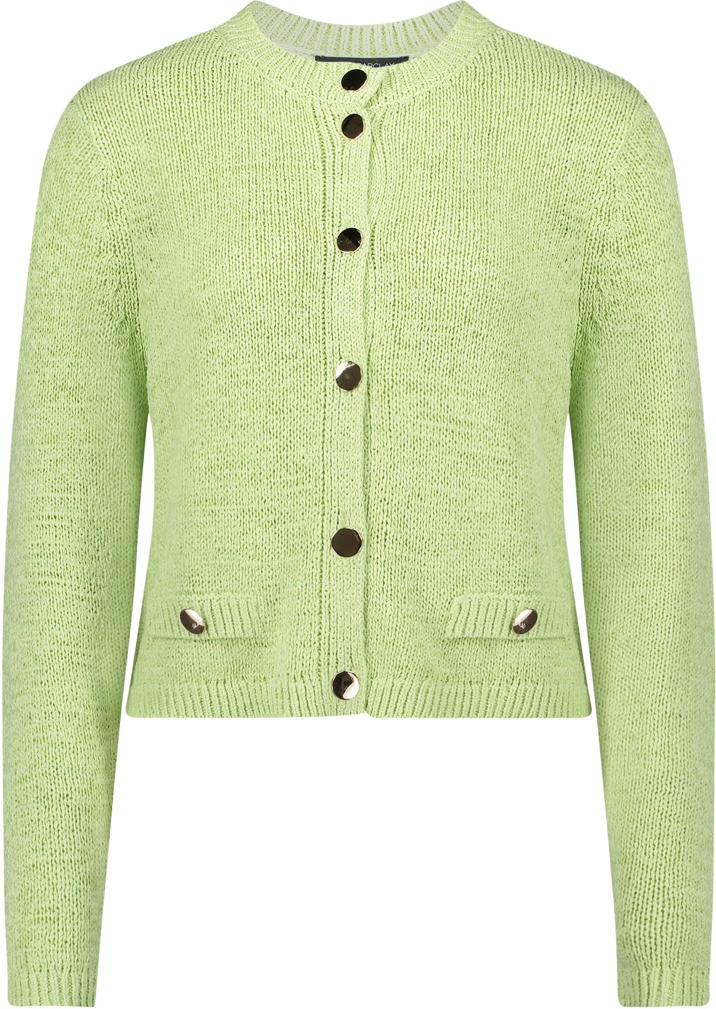 Cardigan BETTY BARCLAY "Strick-Cardigan mit aufgesetzten Taschen", Damen, Gr. 36, grün (foam grün), Obermaterial: 65% Polyacryl PAN. 35% Polyamid PA., Strickjacken Cardigan
