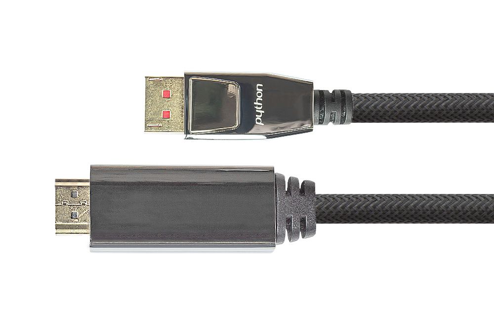 PYTHON DisplayPort 1.4/HDMI Kabel 3m 4K UHD@60Hz vergoldet OFC St./St. schwarz