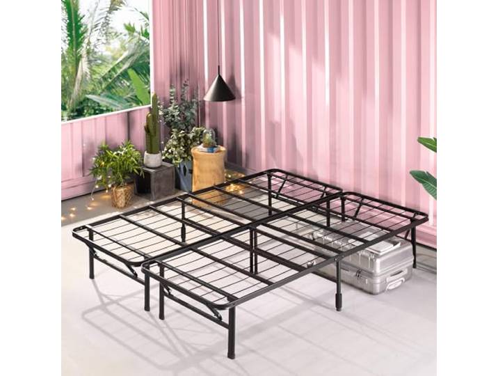 Zinus SmartBase Bett 135 x 190 cm - Höhe 35 cm - Ideal für EIN Gästebett - Mit Stauraum unter dem Bett - Metallbett - Schwarz