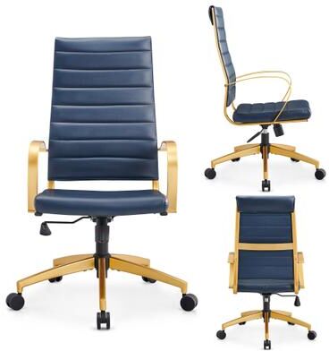 CAROCC Ribbed Computer Office Chair Adjustable Swivel High Back Desk Chair