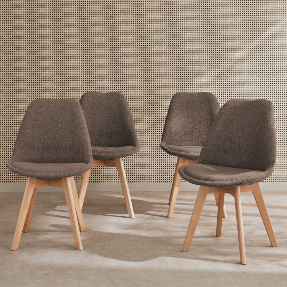 sweeek Chaise bouclette taupe (lot de 4) Taupe 47x81x55cm