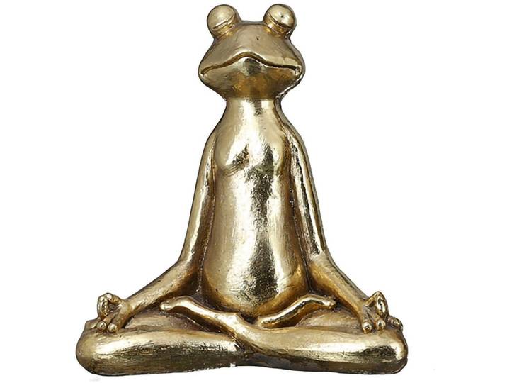 Tierfigur GILDE Figur Frosch Yoga goldfarben H. 50,5 cm , gold (goldfarben), B:46cm H:50,5cm T:21cm, Magnesia, Dekofiguren, Tierfigur