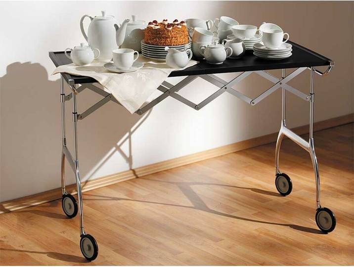 Kartell Servier- und Falttisch Battista grau, Designer Antonio Citterio, 100/20x69x54 cm