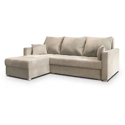ECKSOFA NIDA Beige Geflochtener Stoff mit Schlaffunktion