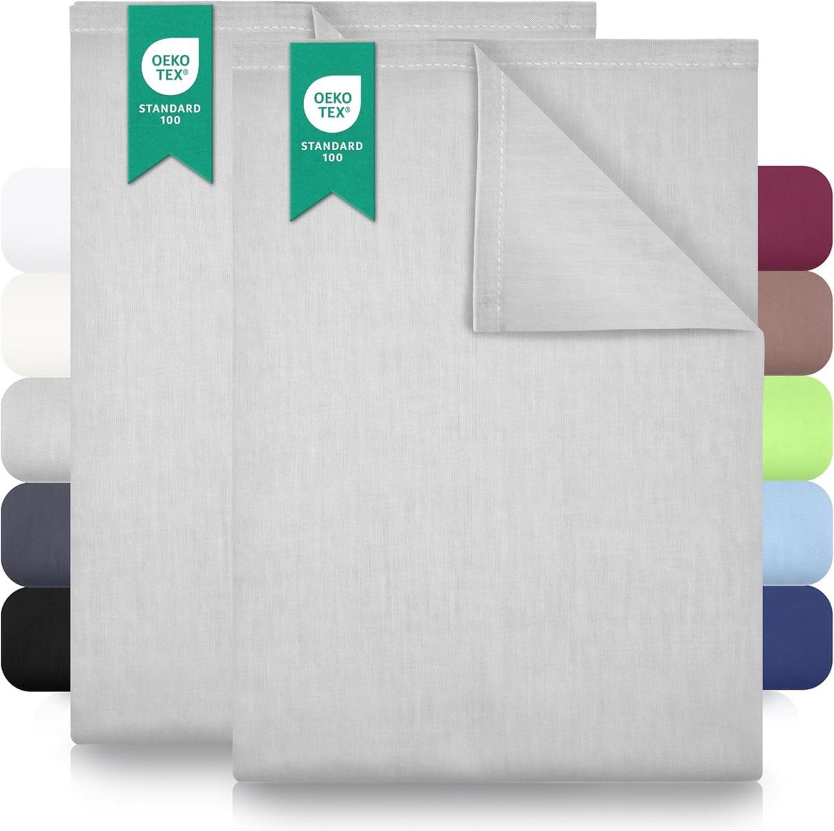 Set van 2 Zilvergrijze Platte Lakens van 100% Katoen, 150x250 cm