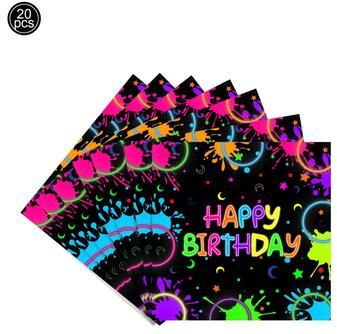 Uplift Picks Neon Party Fedora Hats Glow Bright Under UV Blacklight Party Celebrations napkins (20 Pcs)