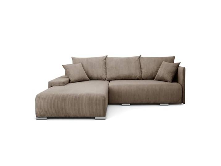 Lookway Ecksofa LAVIO L mit Schlaffunktion & Bettkasten – modernes, universelles L-Form Sofa 150x220 cm, Breite 246 cm, komfortable Wohnlandschaft mit Stauraum (Cappuccino - Anafi 06)