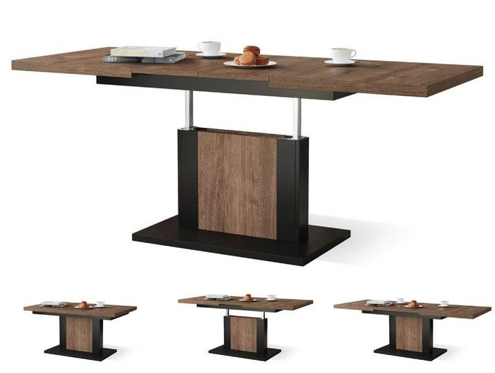 designimpex Couchtisch Design Orion stufenlos höhenverstellbar ausziehbar Esstisch